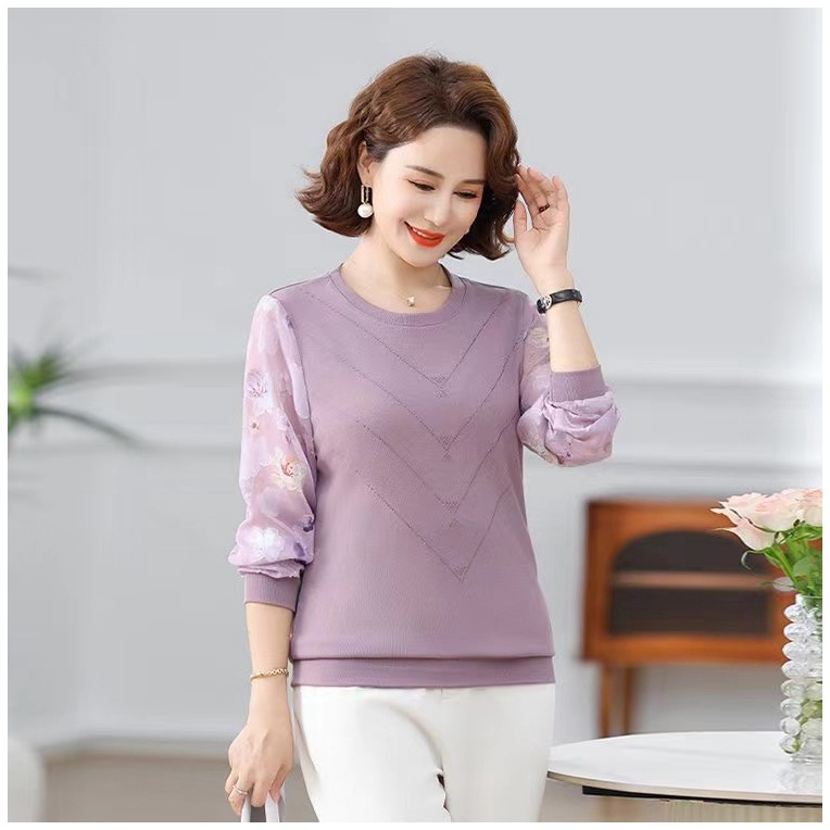 減齡拼接長袖衫