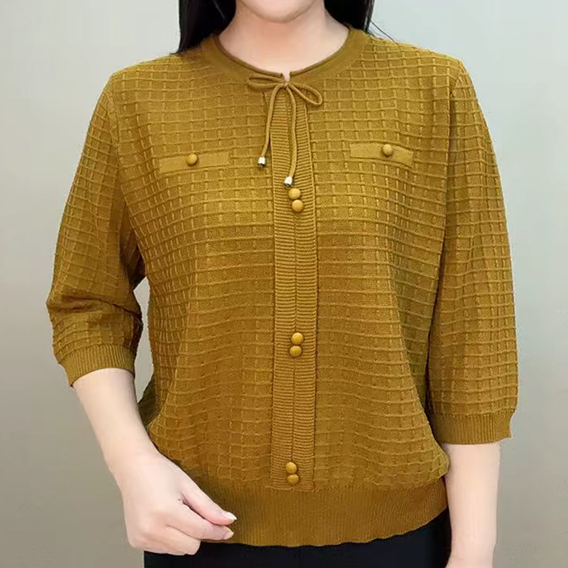 七分圓領針織衫