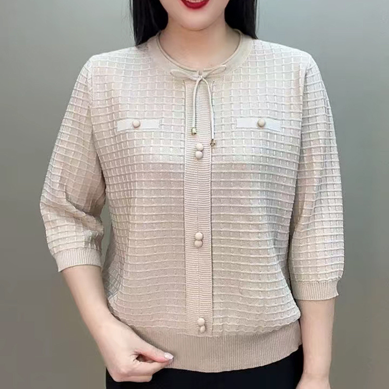 七分圓領針織衫