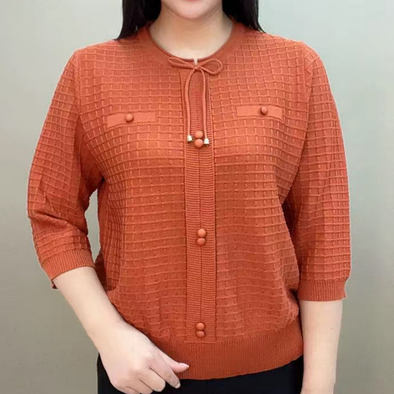 七分圓領針織衫