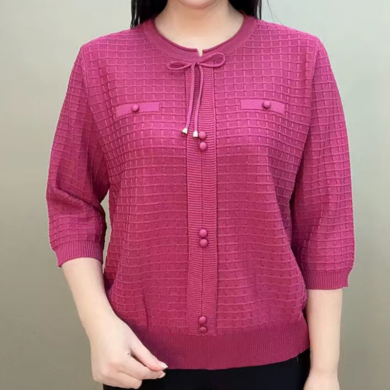 七分圓領針織衫