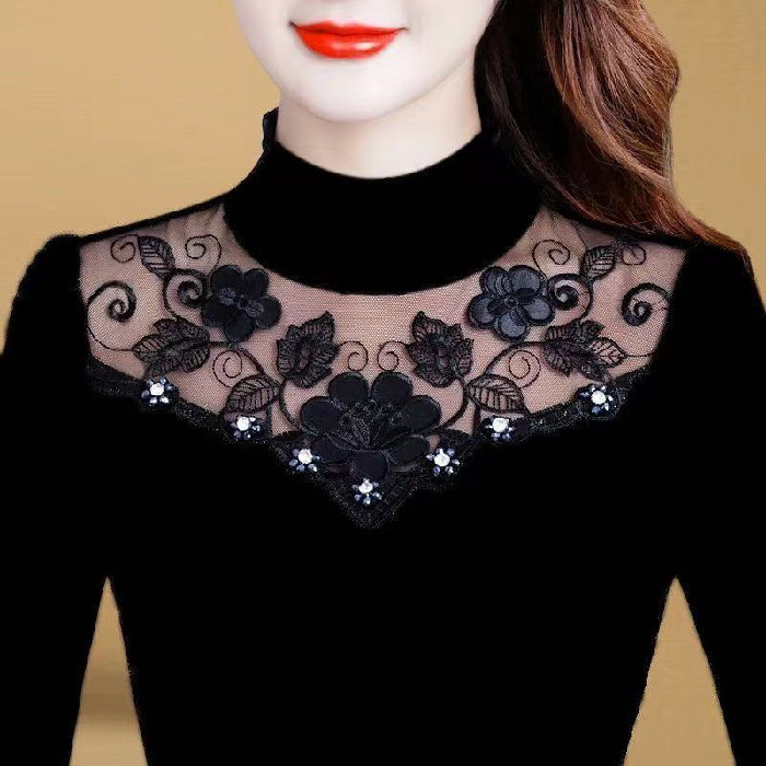 德絨蕾絲打底衫