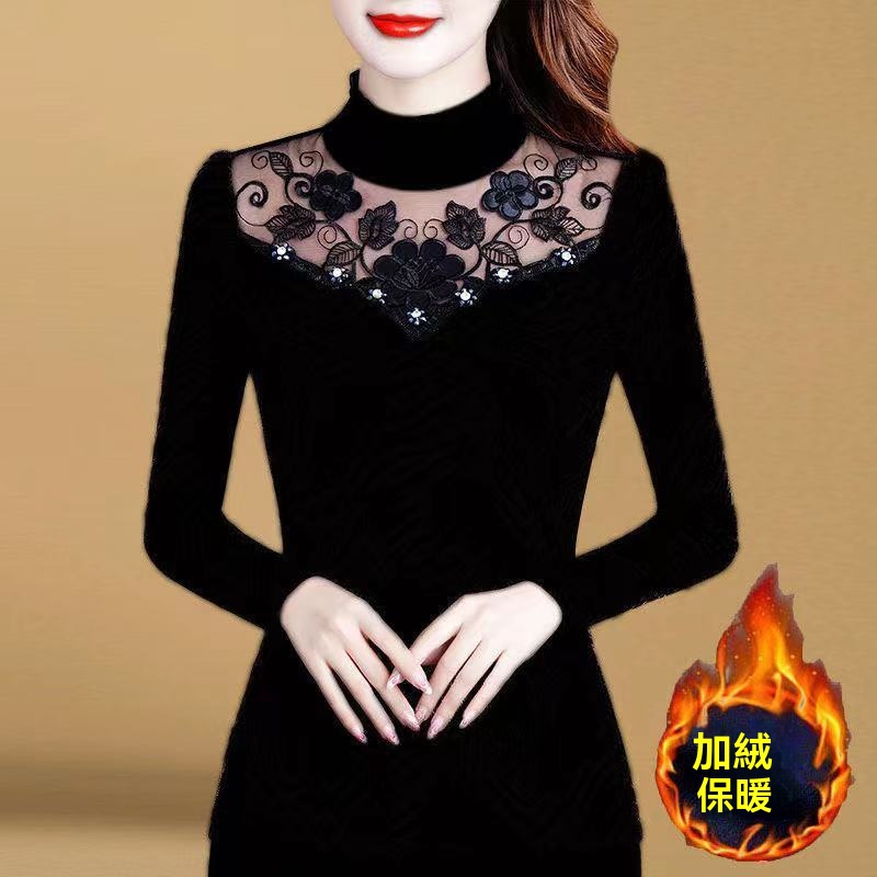 德絨蕾絲打底衫